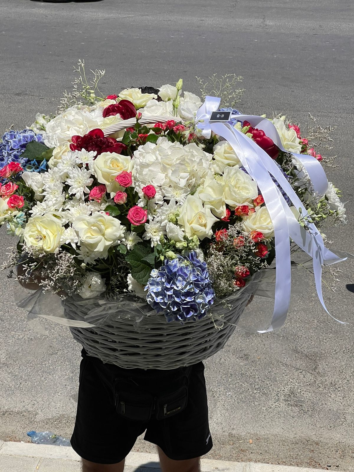 Large basket of flowers